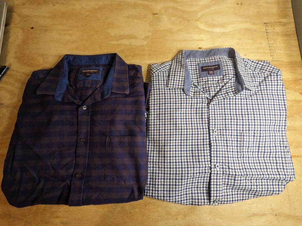 Johnston Murphy Button Up Shirt Men's 3XL Lot Of 2 Long Sleeve 17.5 Inch Neck